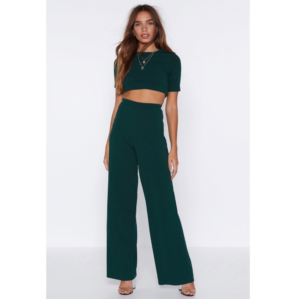 Nasty Gal Emerald Crop Top and Pants Set